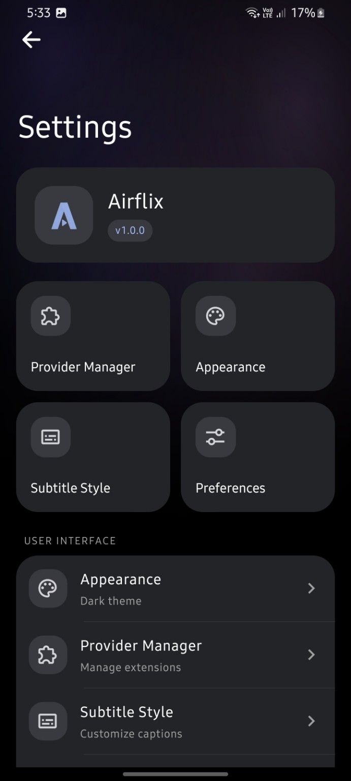 Settings Screen